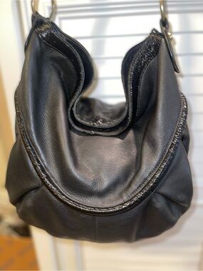 Allison scott soft leather black large hobo bag euc